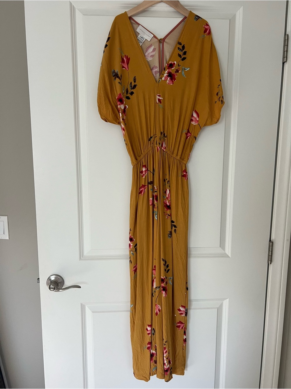 Mustard Floral V-Neck jumpsuit